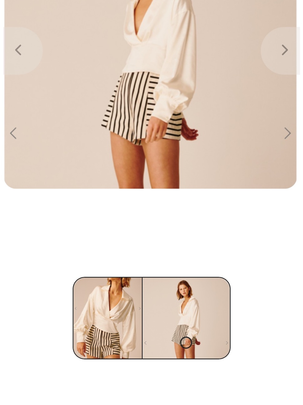 C/MEO Striped High-Waist Shorts with Black & White Vertical Stripes